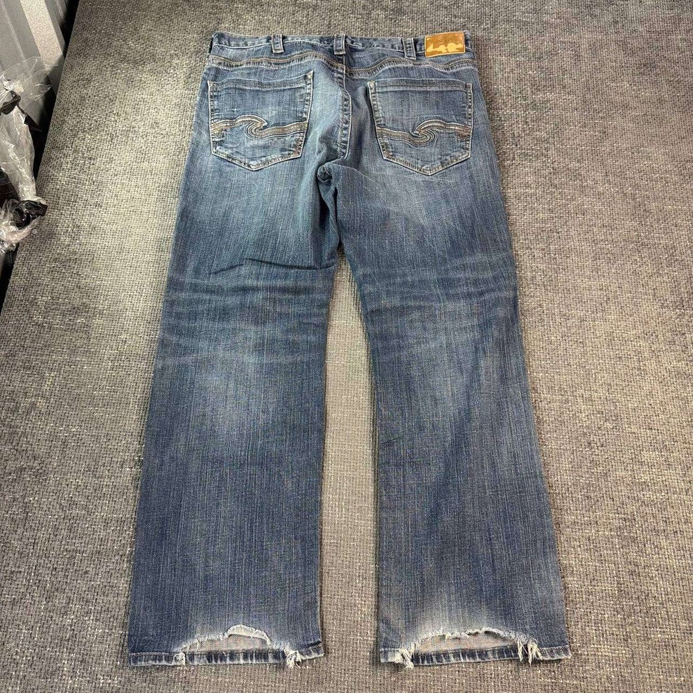 Silver Jeans Co Gordie Relaxed Straight Jeans Mens 38x30 Blue Distressed Y2K